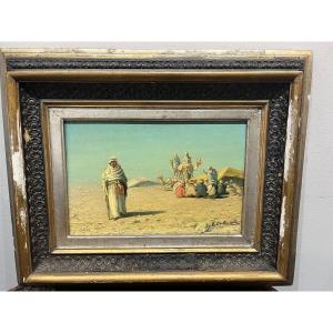 Orientalist Scene Camp In The Desert Signed