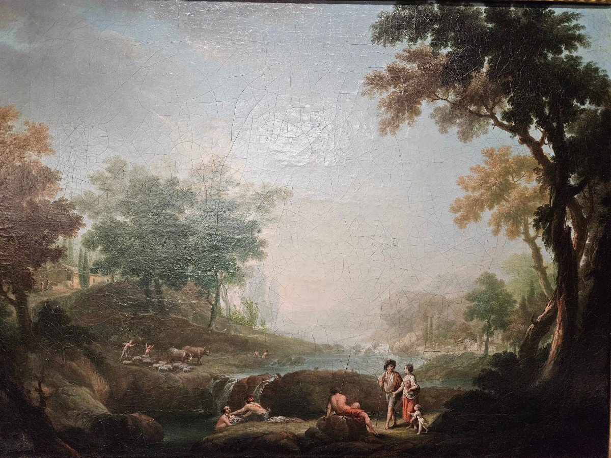  Paysage Fluvial Animé Attribué A Jean Baptiste Lallemand Dijon 1716 Paris 1803-photo-4