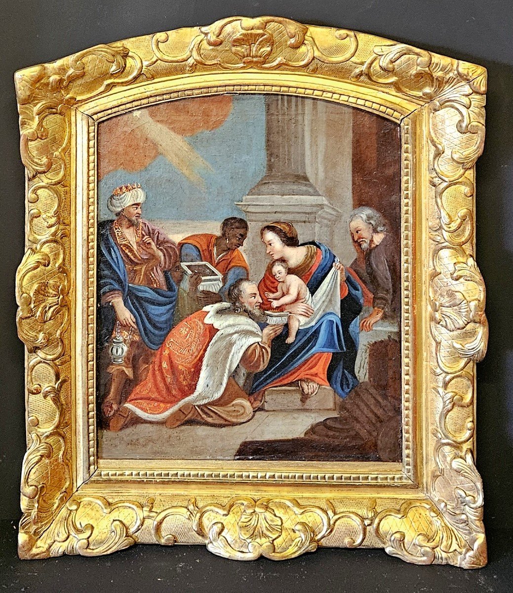 l'Adoration Des Mages Huile Sur Toile Du XVIIème Siècle