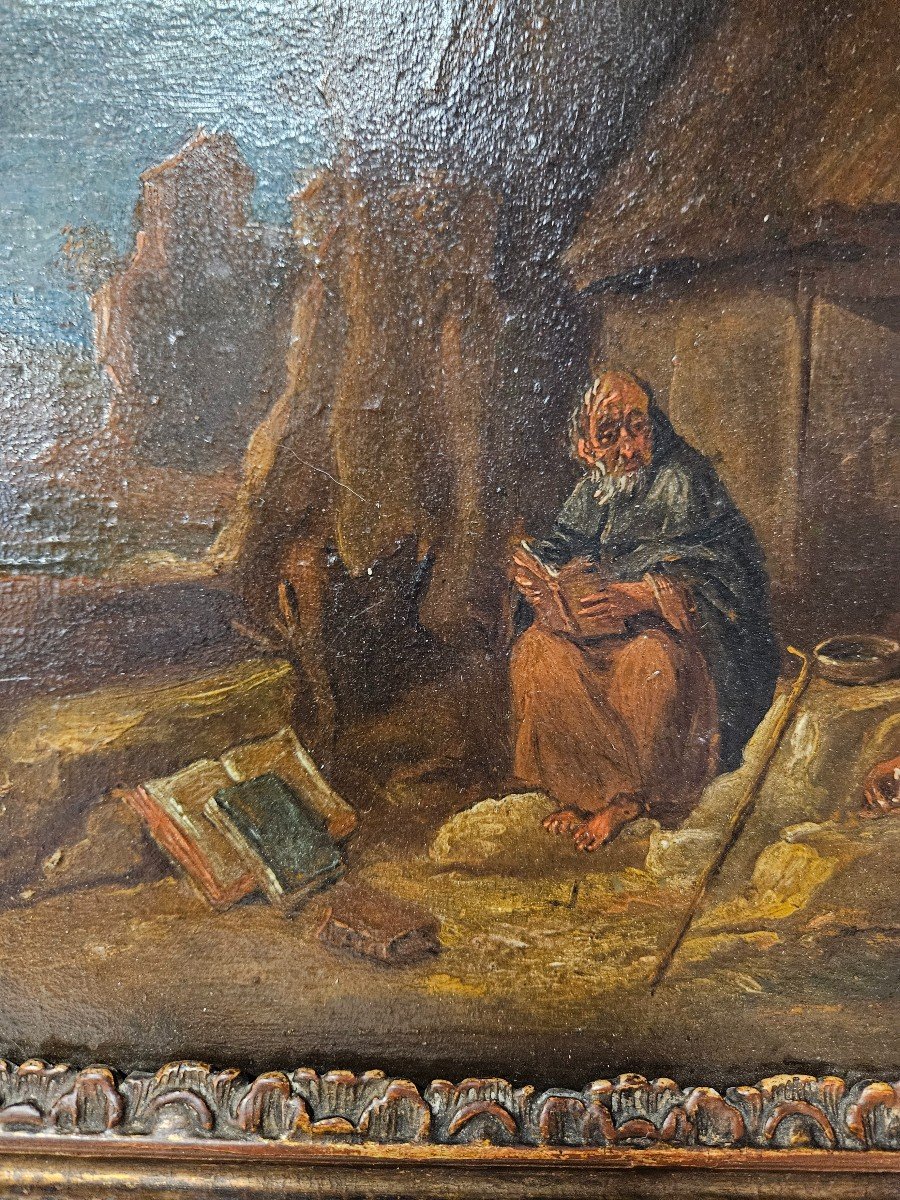 Religious Painting From The 17th Century Saint Anthony Hermit-photo-2