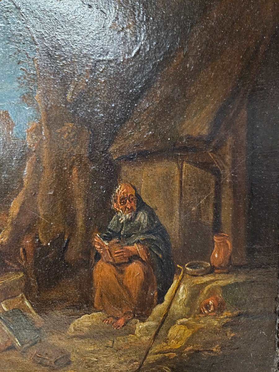 Religious Painting From The 17th Century Saint Anthony Hermit-photo-3