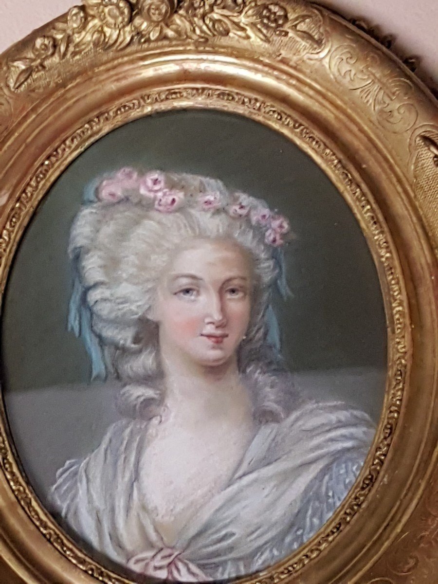 Portrait De La Princesse De Lamballe Pastel Fin XVIIIème Siècle-photo-2