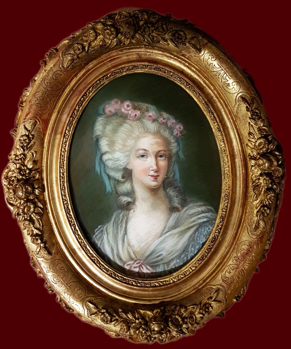 Portrait De La Princesse De Lamballe Pastel Fin XVIIIème Siècle