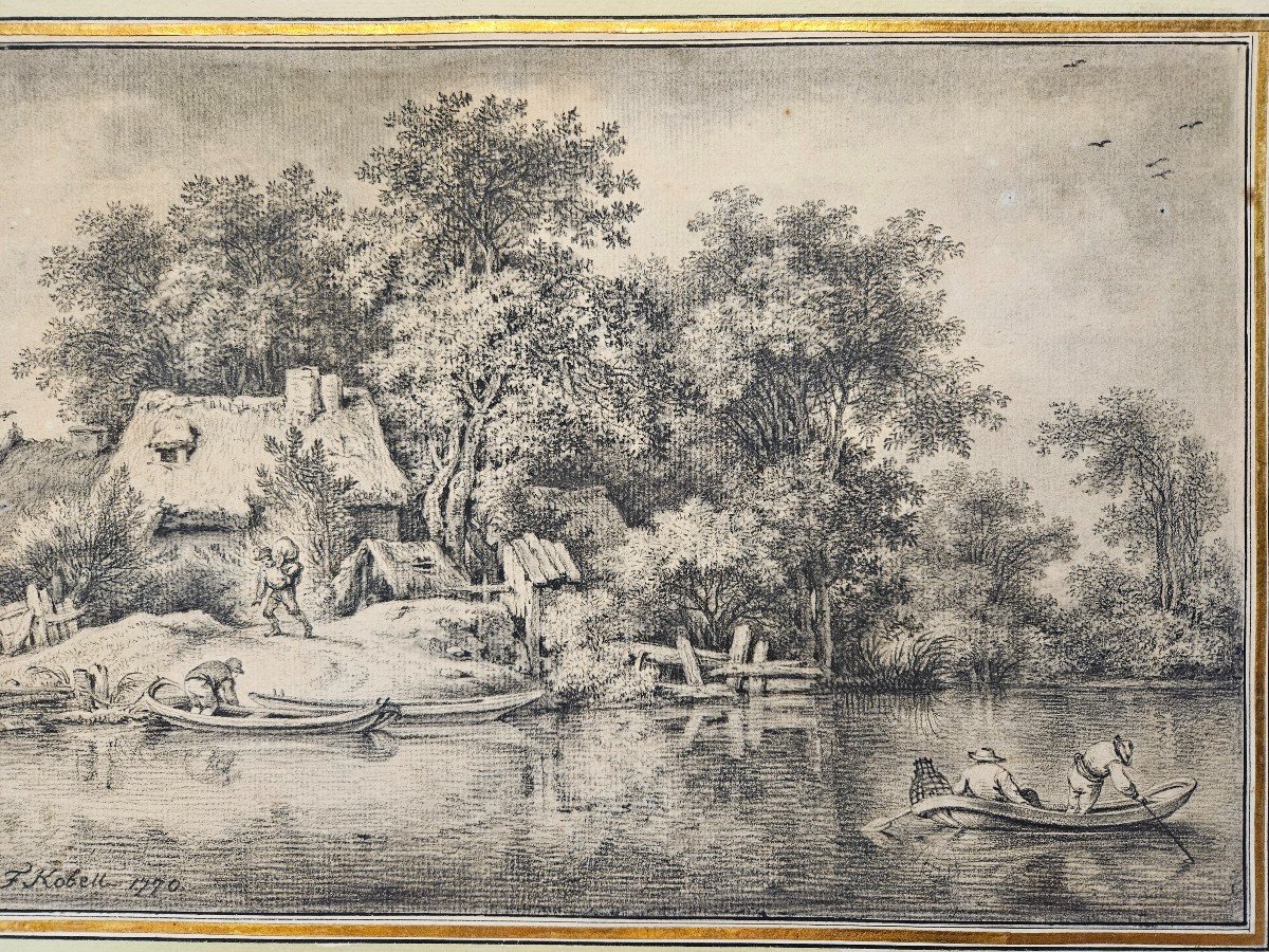 Ferdinand Kobell 1740 1799 Dessin Paysage Animé-photo-2