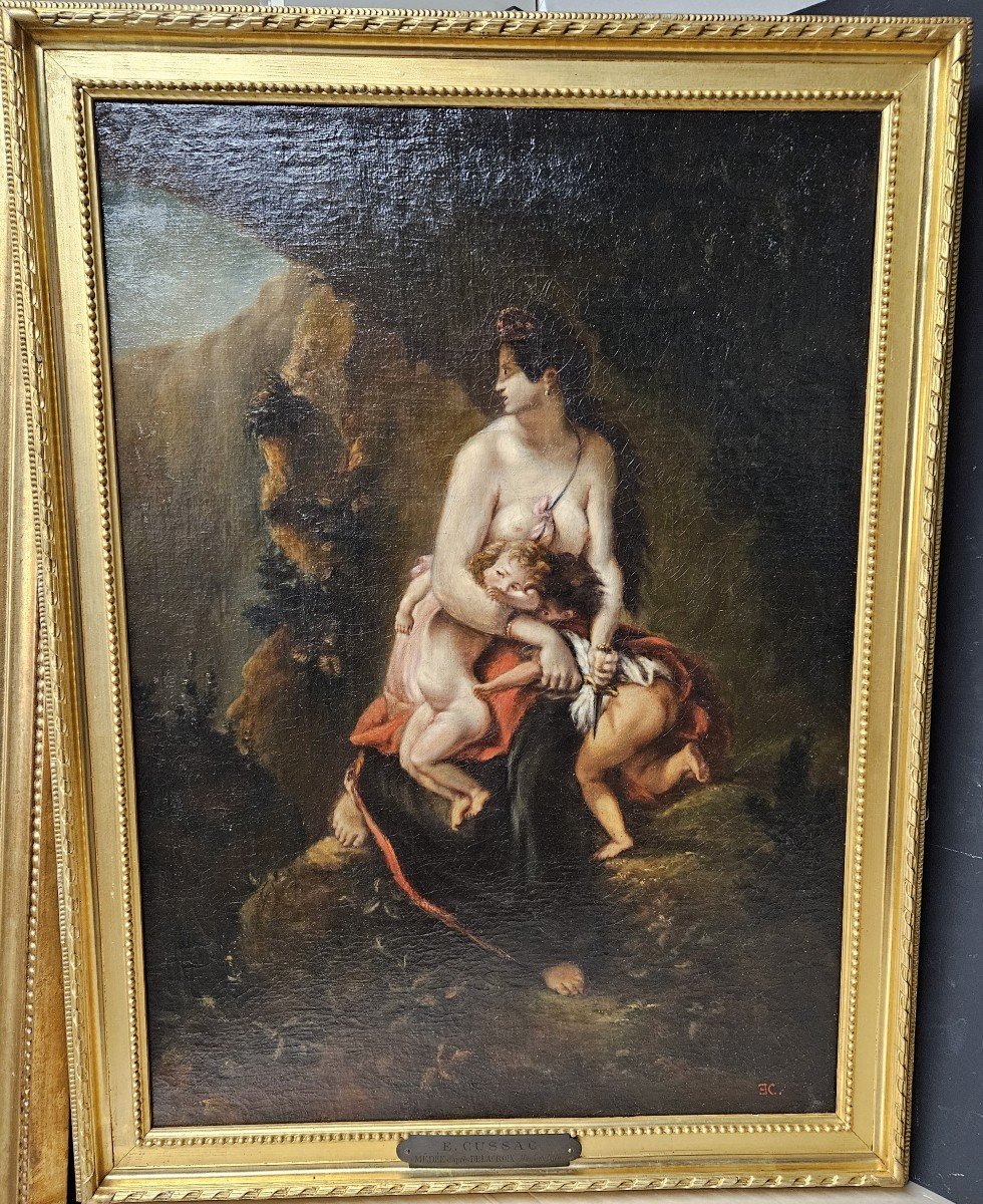 Furious Medea After Eugene Delacroix Signed E Cussac