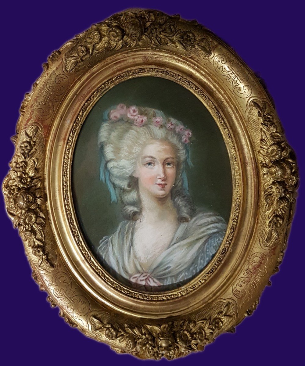 Presumed Portrait Of Queen Marie Antoinette Pastel Late Eighteenth Century