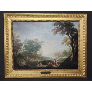 Animated River Landscape Attributed To Jean Baptiste Lallemand Dijon 1716 Paris 1803