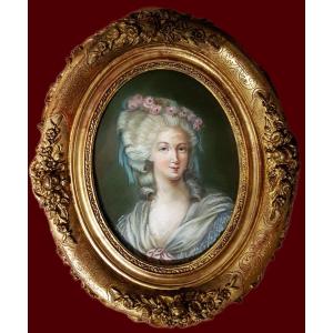 Portrait De La Princesse De Lamballe Pastel Fin XVIIIème Siècle