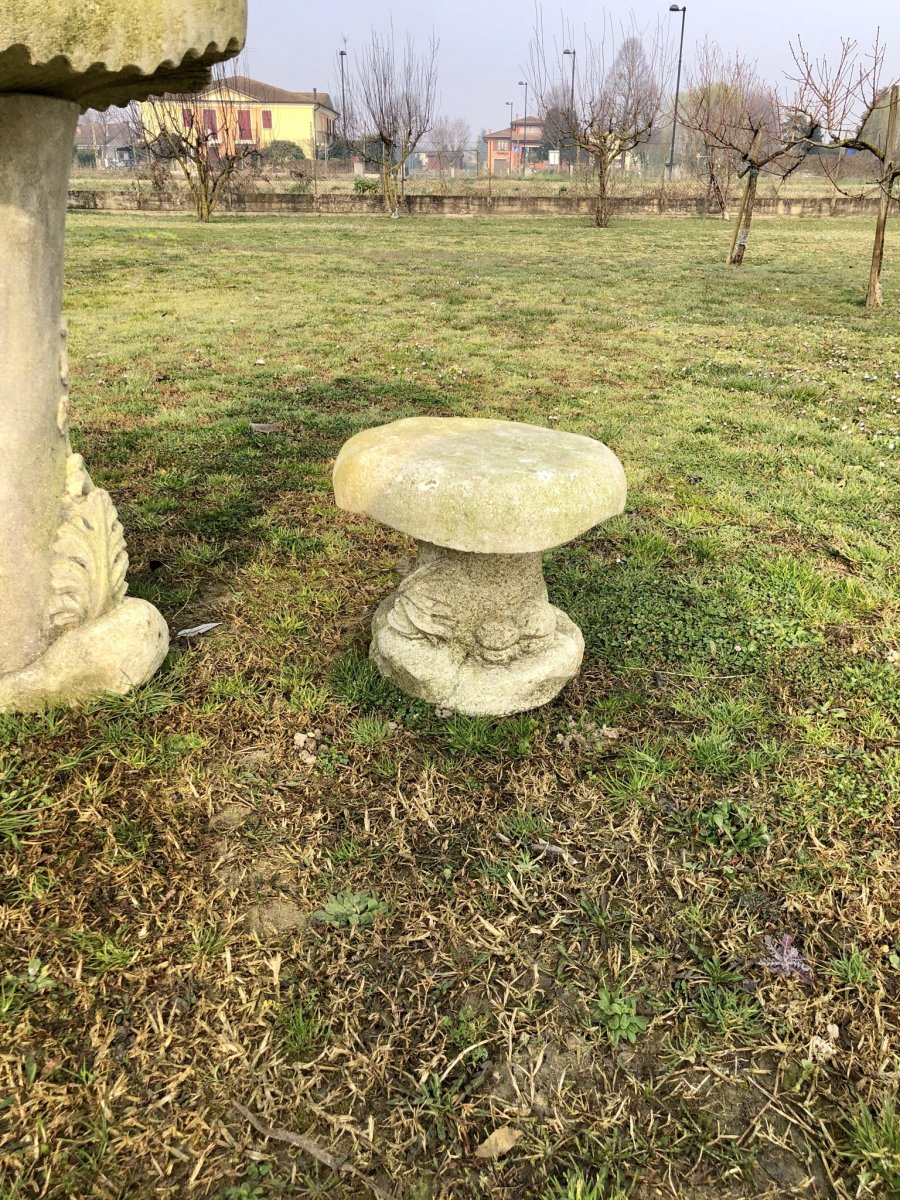 Stone Table With Two Stools From The 60s-photo-4