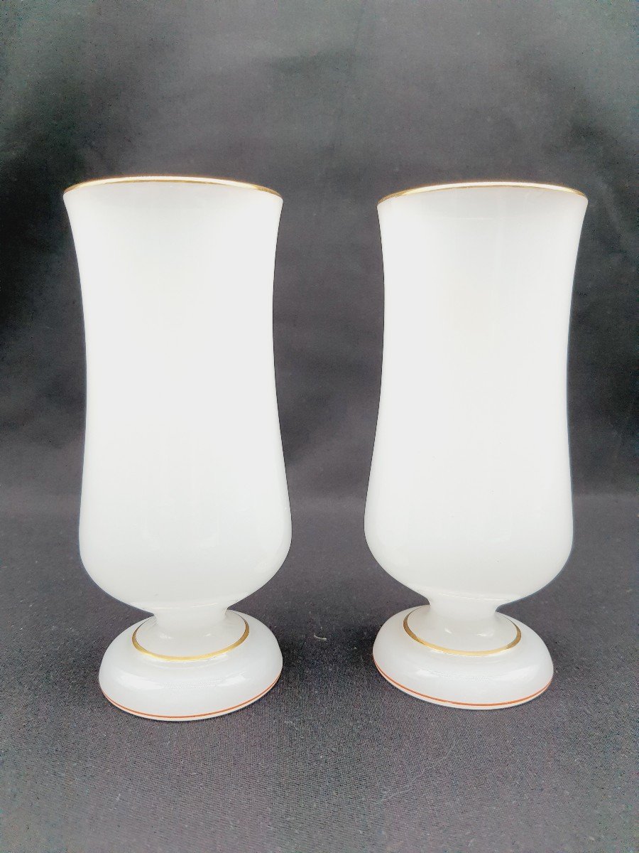 Pair Of Baccarat Opaline Vase-photo-4