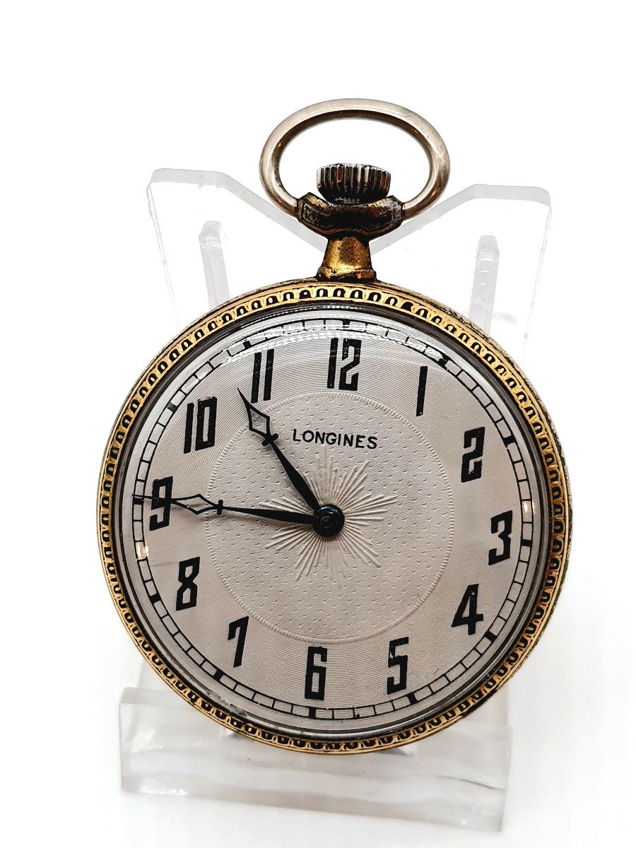 Longines, Pocket Watch Gold Niello Steel Case