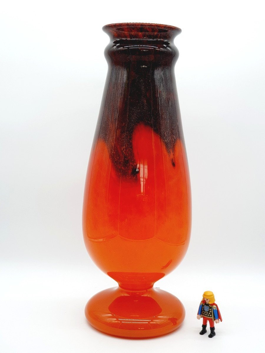 Important Schneider Vase On Shower Foot Jade Series Circa 1925 Height 49cm Weight 3kg670-photo-2