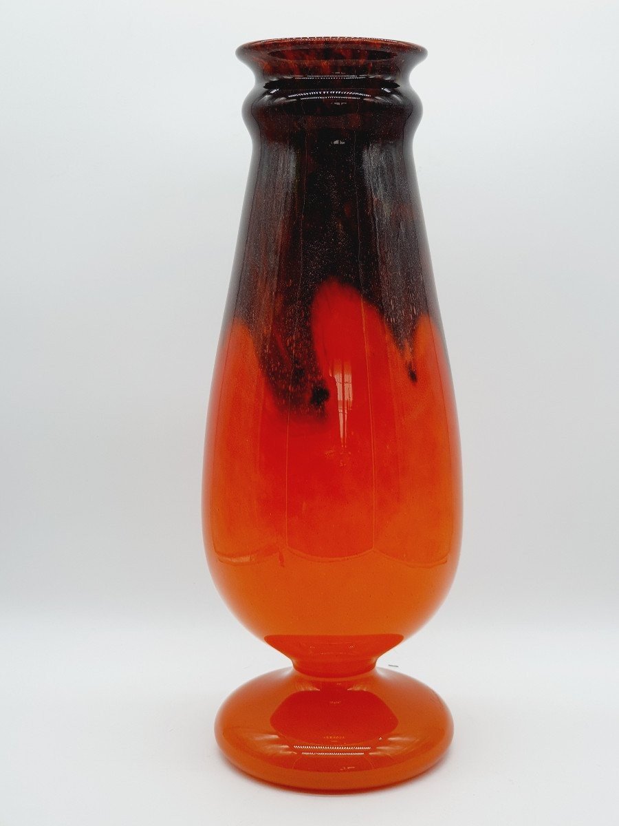 Important Schneider Vase On Shower Foot Jade Series Circa 1925 Height 49cm Weight 3kg670