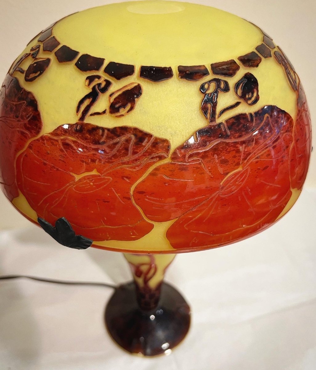 Poppies -art Dèco Mushroom Lamp Le Verre Français -photo-2