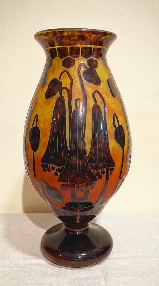 Campanules - Vase Art Dèco Le Verre Français 