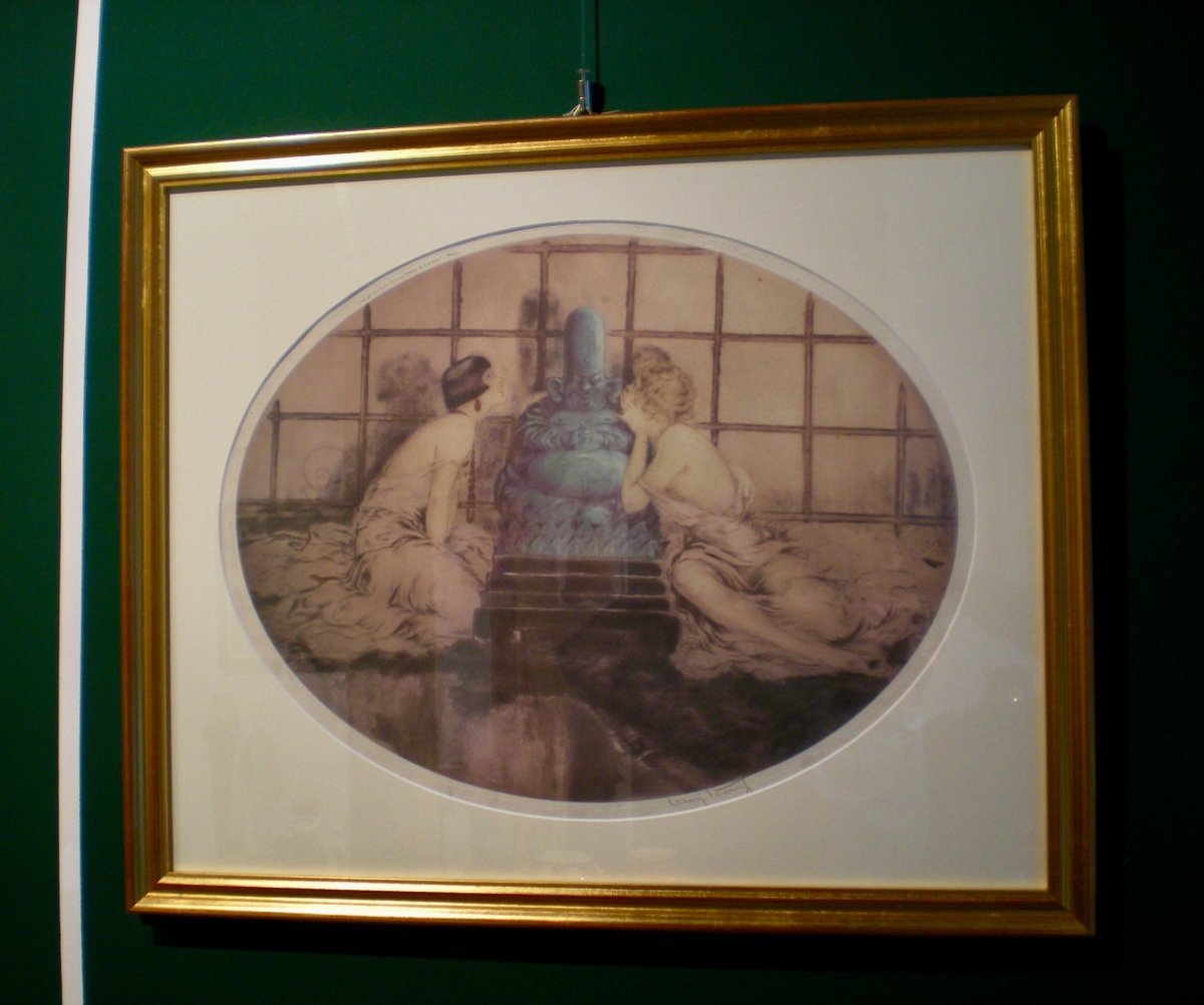 Confidences To The Buddha - Art Deco Lithograph Louis Icart-photo-4