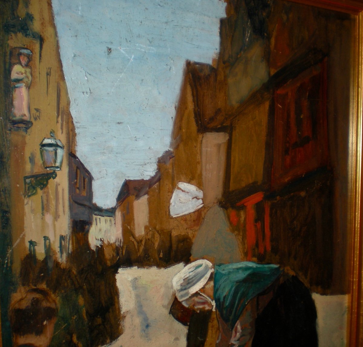 Rue Animée - Oil On Cardboard Fernand Piet-photo-1