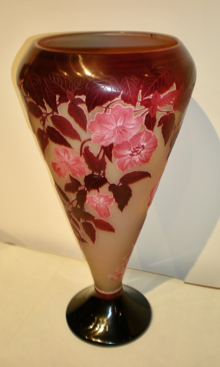 Begonias- Large Art Nouveau Vase Signed Gallè-photo-2