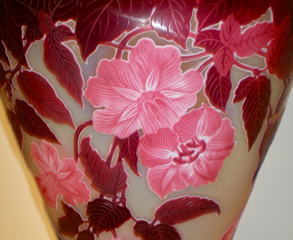 Begonias- Large Art Nouveau Vase Signed Gallè-photo-4