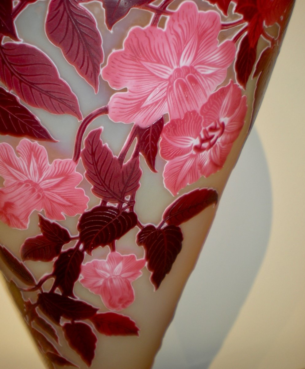 Begonias- Large Art Nouveau Vase Signed Gallè-photo-2