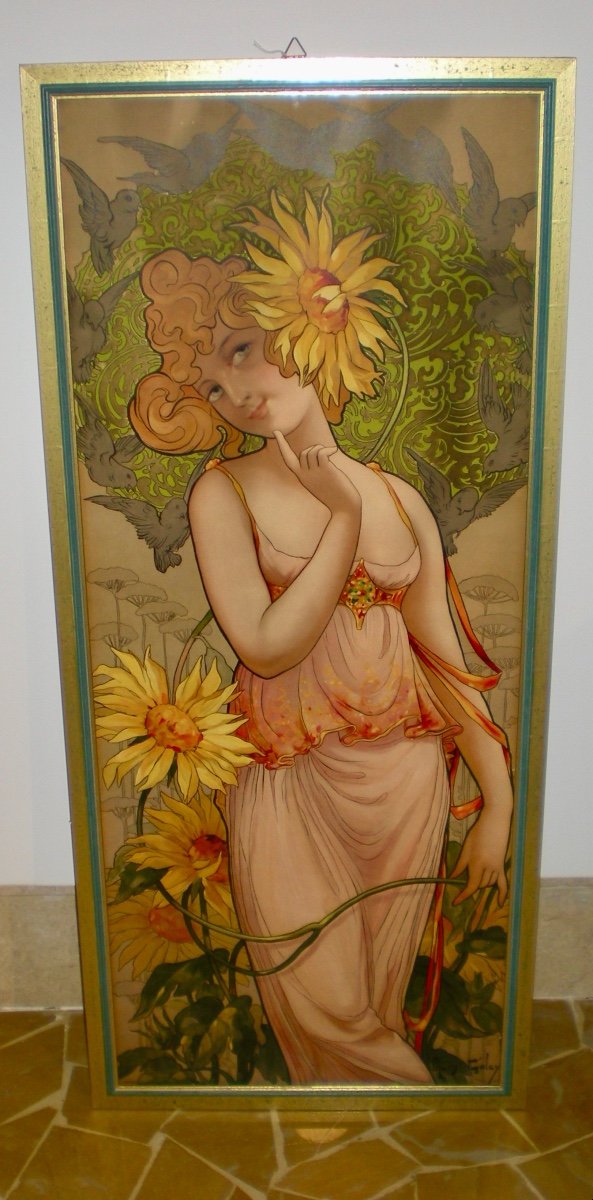 Le Réveil Du Jour - Lithographie Art Nouveau Mary Golay