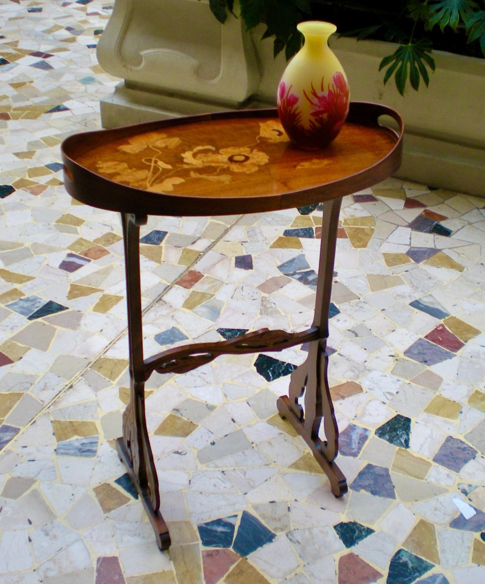 Poppies - Art Nouveau Gallè Side Table-photo-3