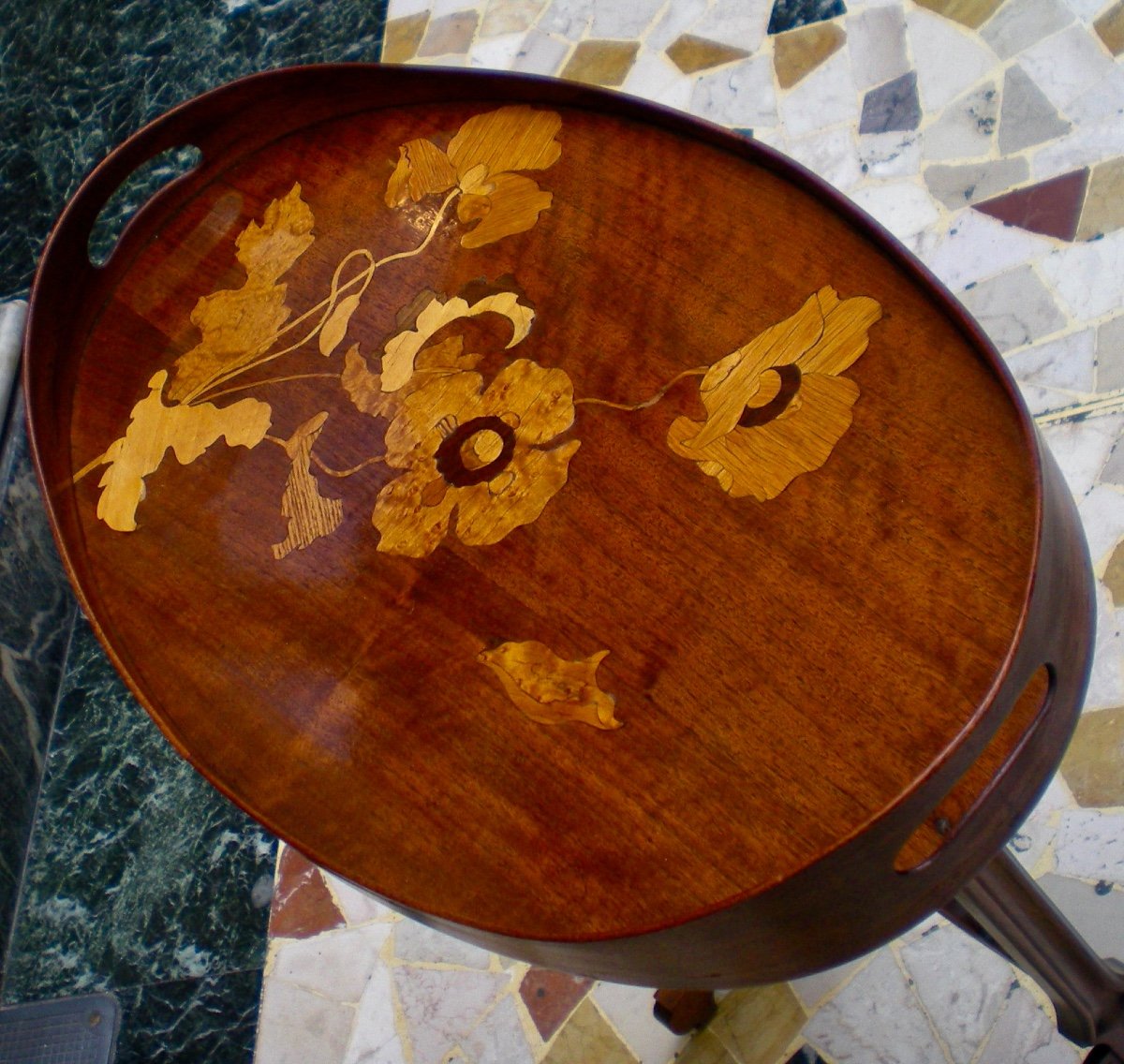 Poppies - Art Nouveau Gallè Side Table-photo-4