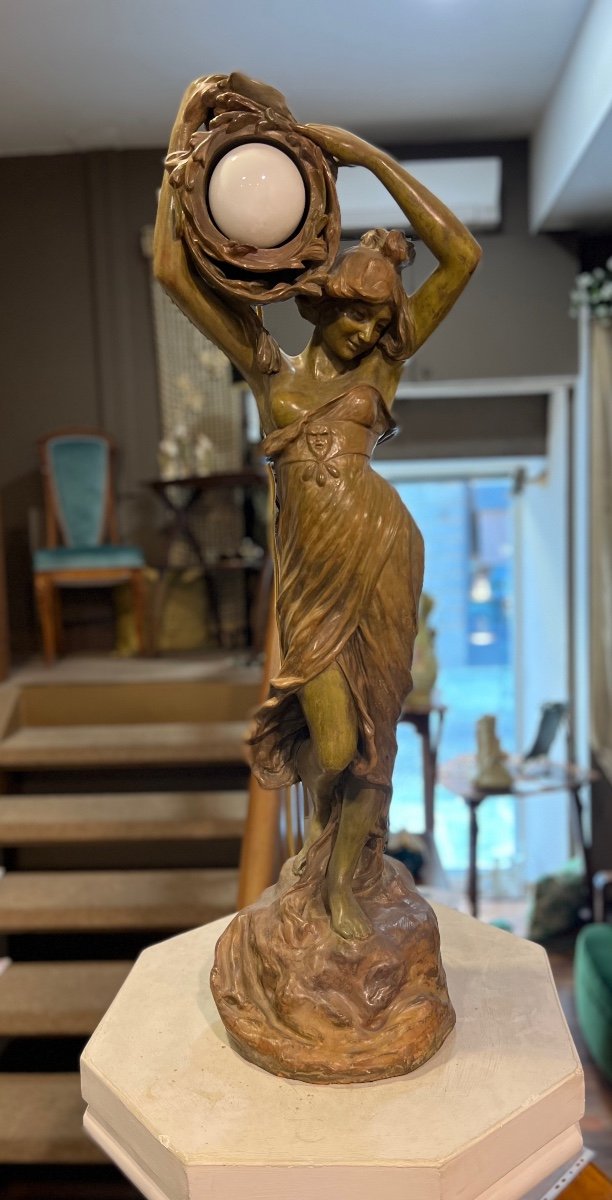 Grande Lampe / Sculpture Art Nouveau Goldscheider