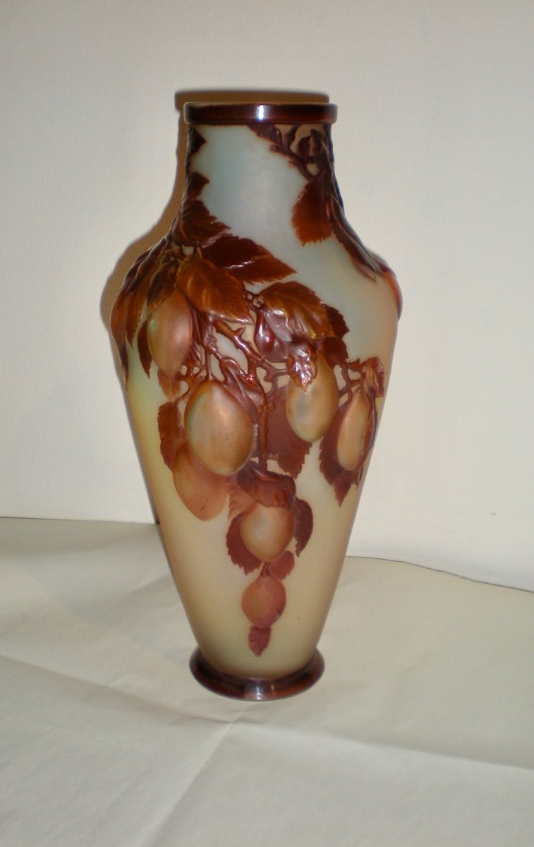 Plums - Gallè Blown Vase