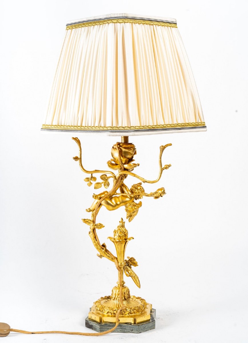 Gilt Bronze Lamp End XIX-photo-7