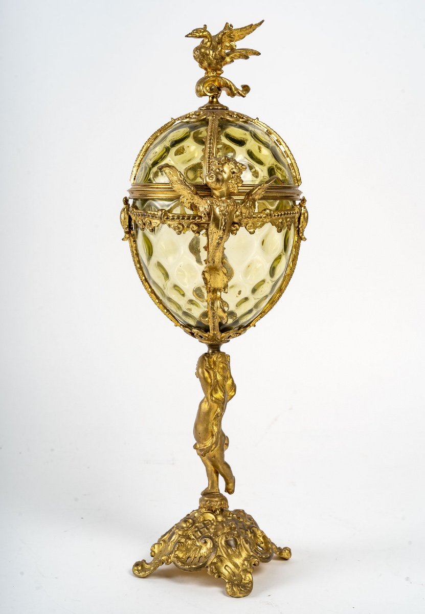 A Cup On Foot In Molded Glass And Gilt Bronze Late Nineteenth Century-photo-7