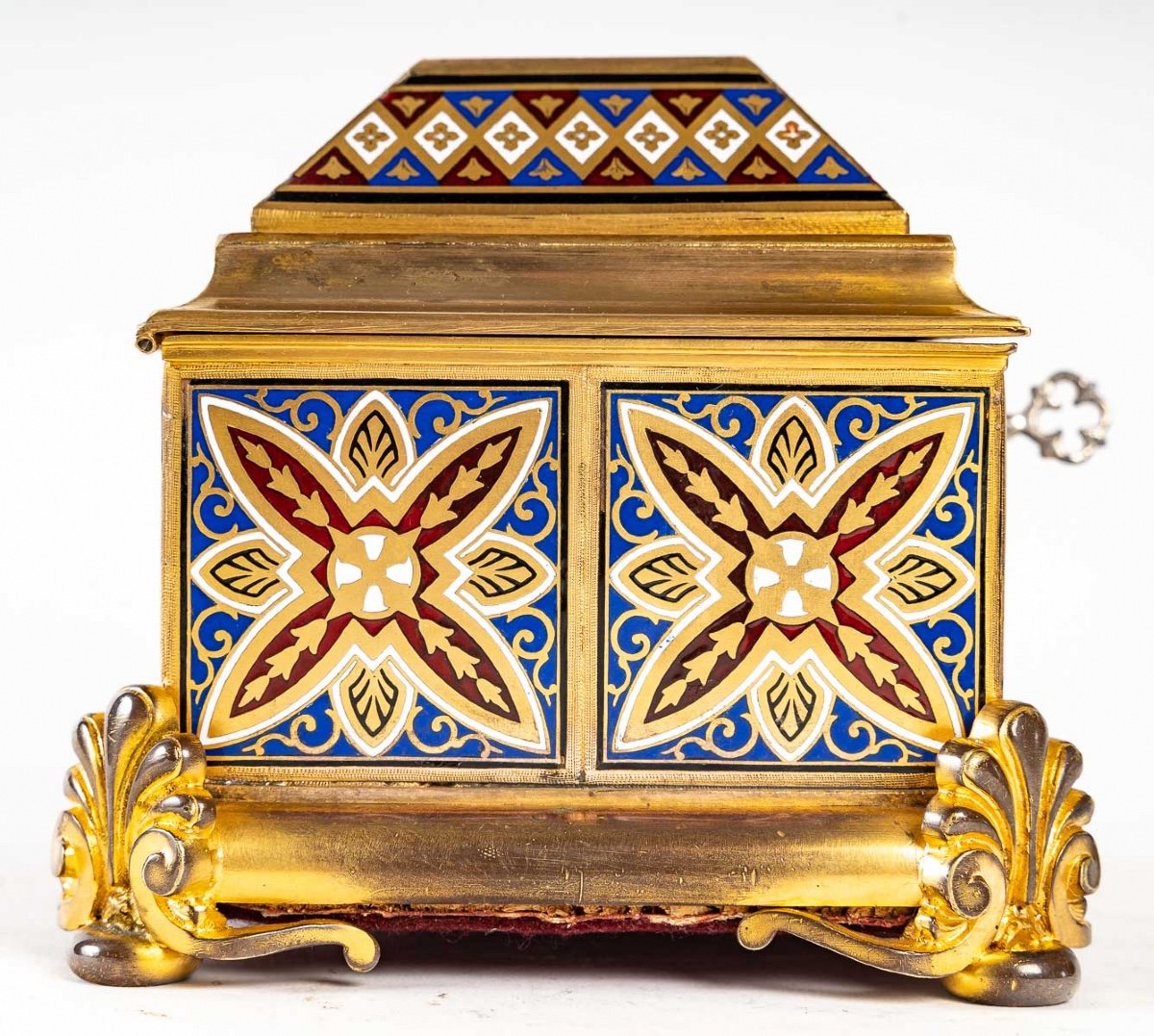 Jewelry Box In Gilt Bronze And Micromosaic End XIXth Century-photo-1