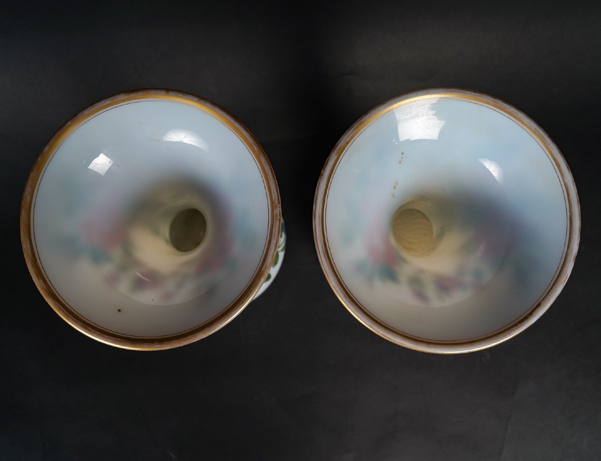 Une Paire De Vases En Opaline Blanche Fin XIXème Siècle -photo-4