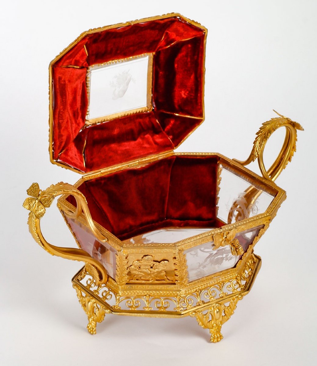 Jewelry Box In Crystal And Bronze End XIX-photo-3