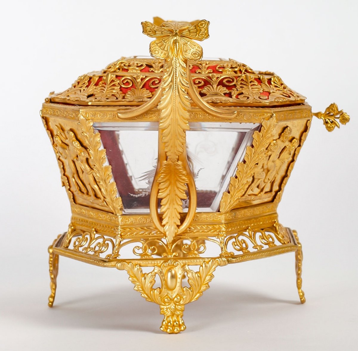 Jewelry Box In Crystal And Bronze End XIX-photo-2