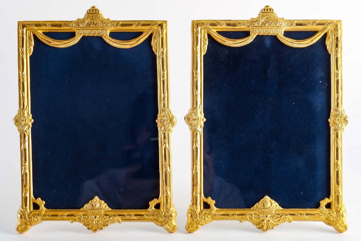 A Pair Of Gilt Bronze Photo Frames Late 19th Century-photo-7