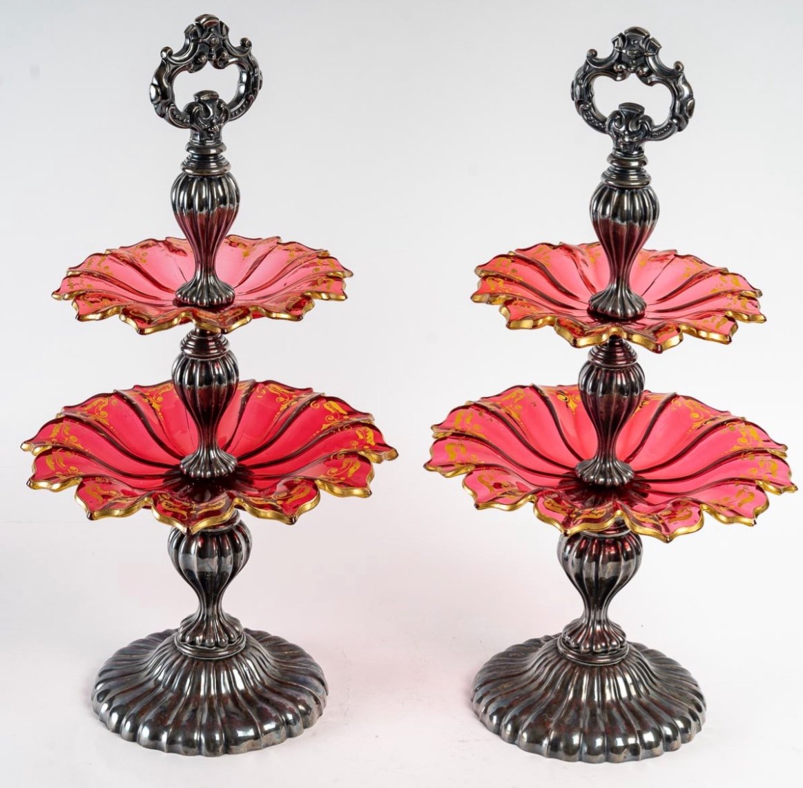 A Pair Of Bohemian Crystal And Sterling Silver Cups Late 19th Century-photo-8