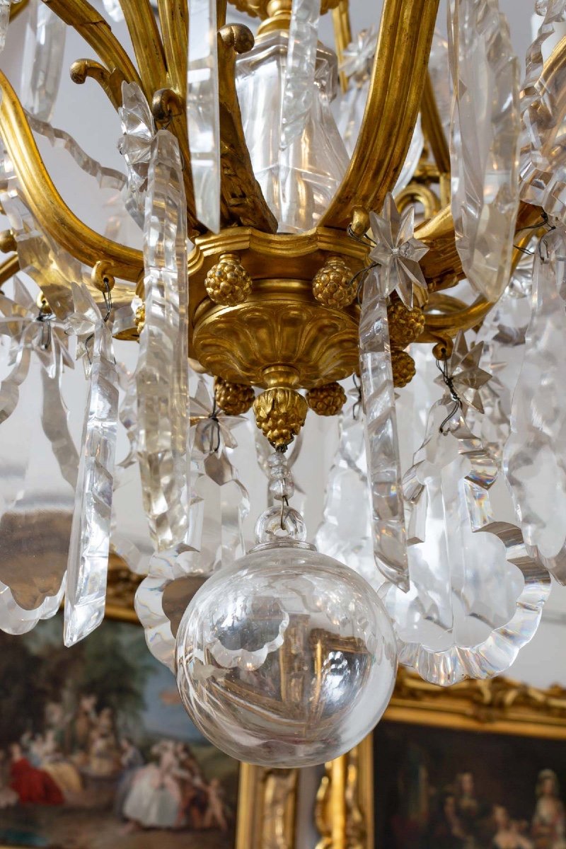 A Gilt Bronze And Baccarat Crystal Chandelier Late 19th Century-photo-1