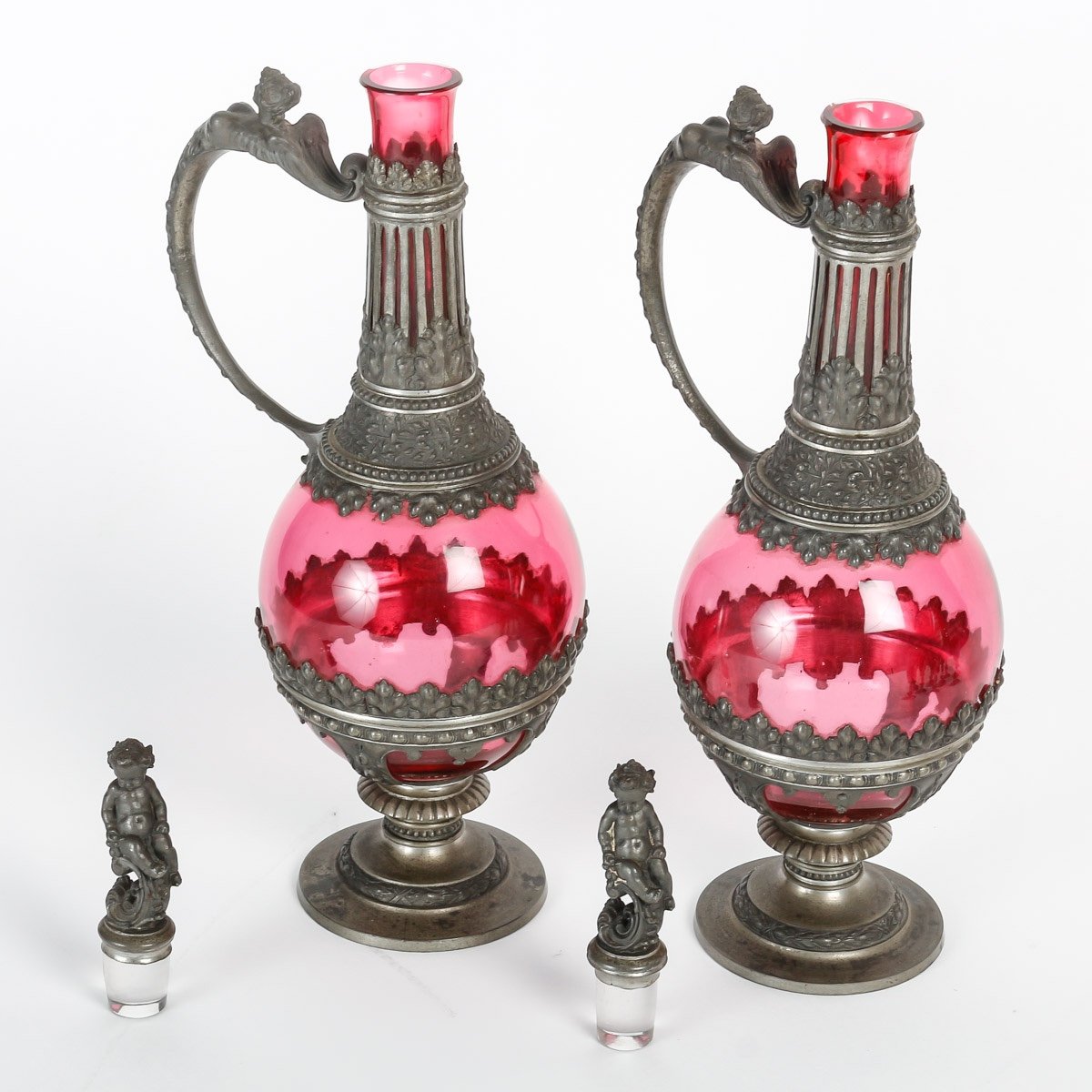 A Glass And Pewter Liqueur Service Late 19th Century-photo-4