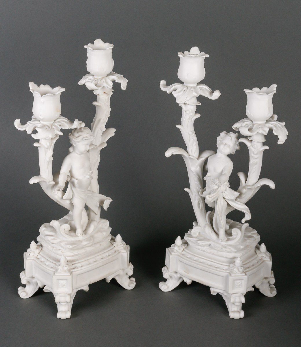 Garniture De Cheminée En Biscuit De Sèvres Circa 1880-photo-2