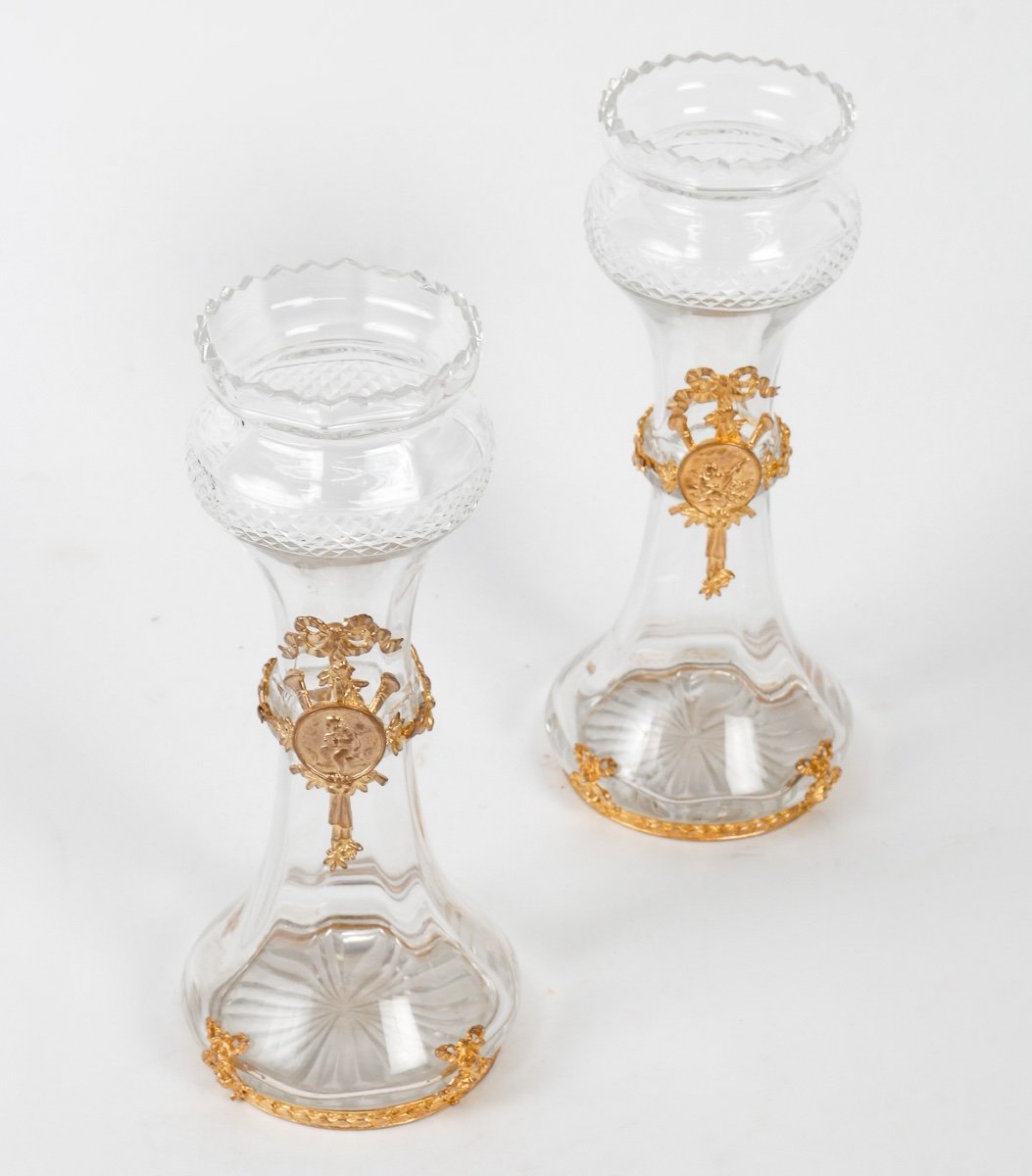 A Pair Of Crystal And Gilt Bronze Vases Late 19th Century-photo-2