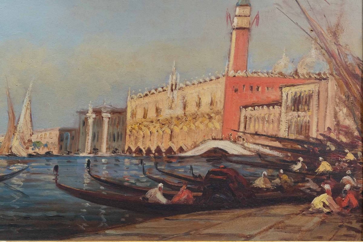 Venice Oil On Panel Late 19th Century-photo-7