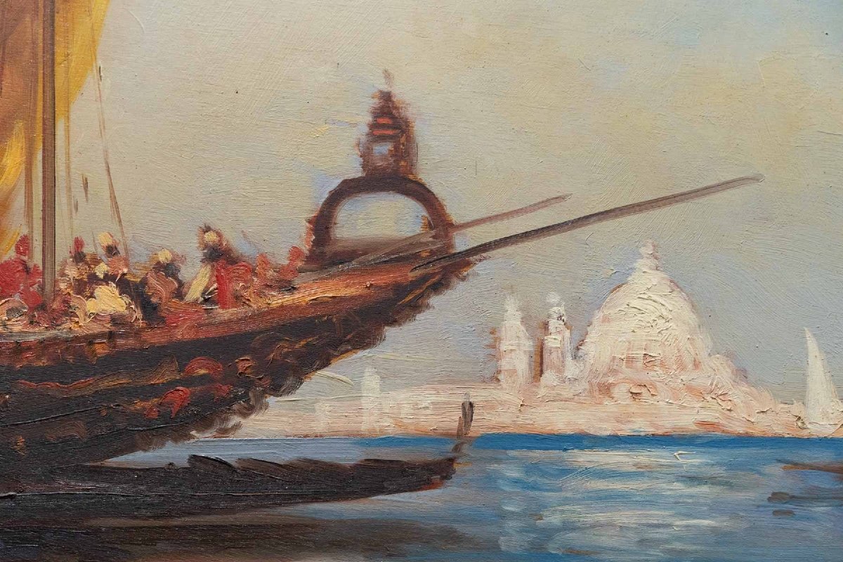 Venice Oil On Panel Late 19th Century-photo-8