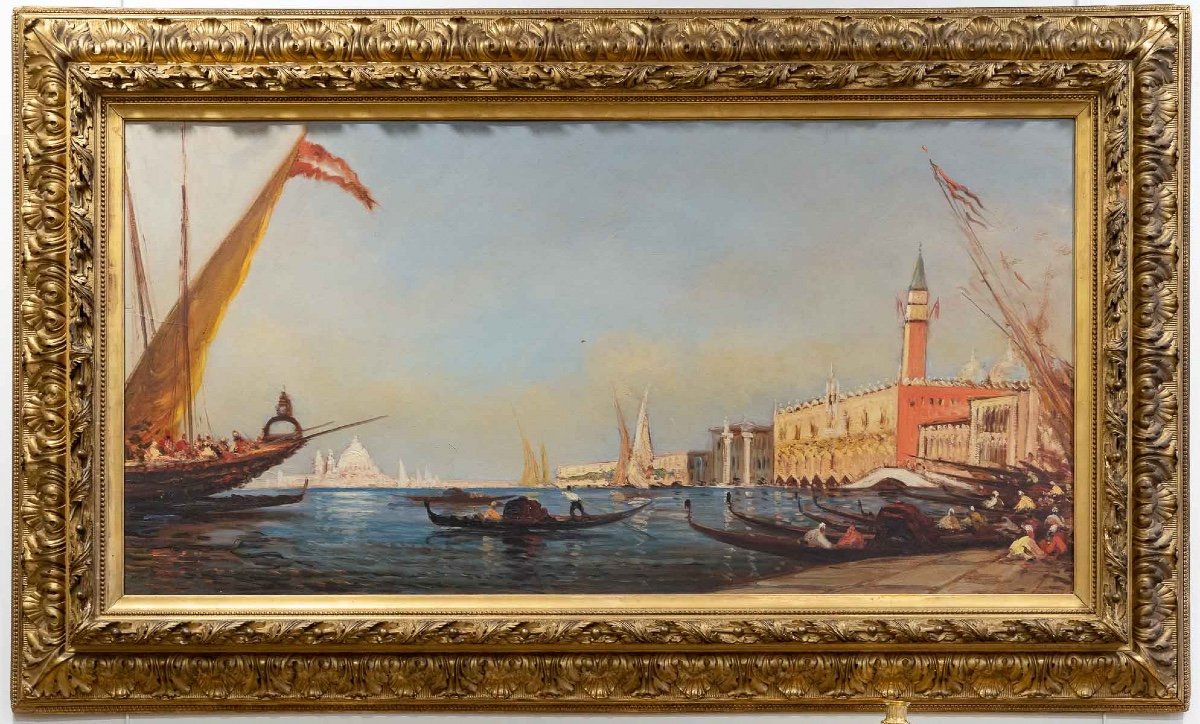 Venice Oil On Panel Late 19th Century