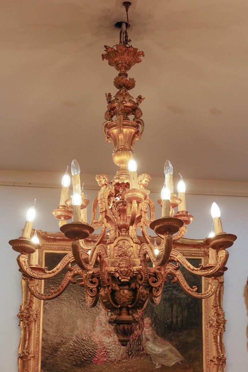 A Late 19th Century Gilt Bronze Chandelier-photo-3