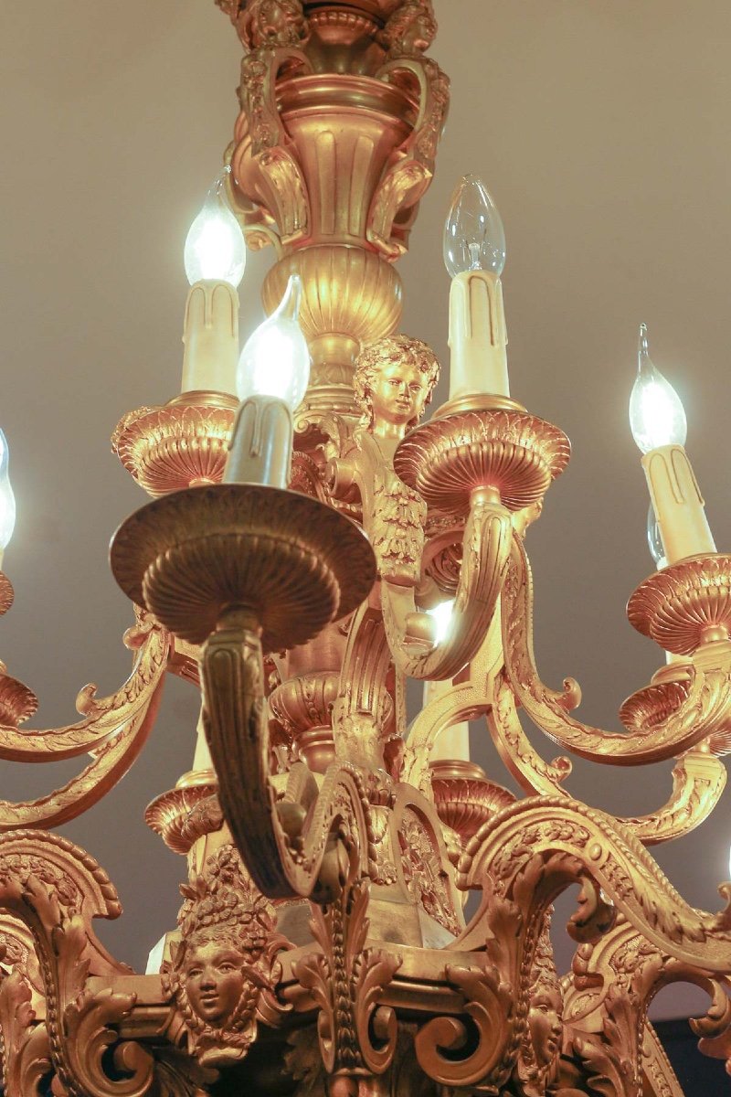 A Late 19th Century Gilt Bronze Chandelier-photo-3