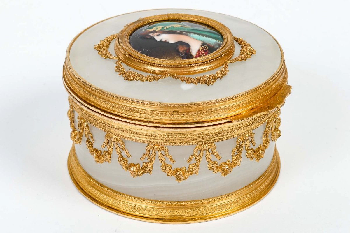 An Alabaster And Gilt Bronze Jewelry Box Late 19th Century -photo-4