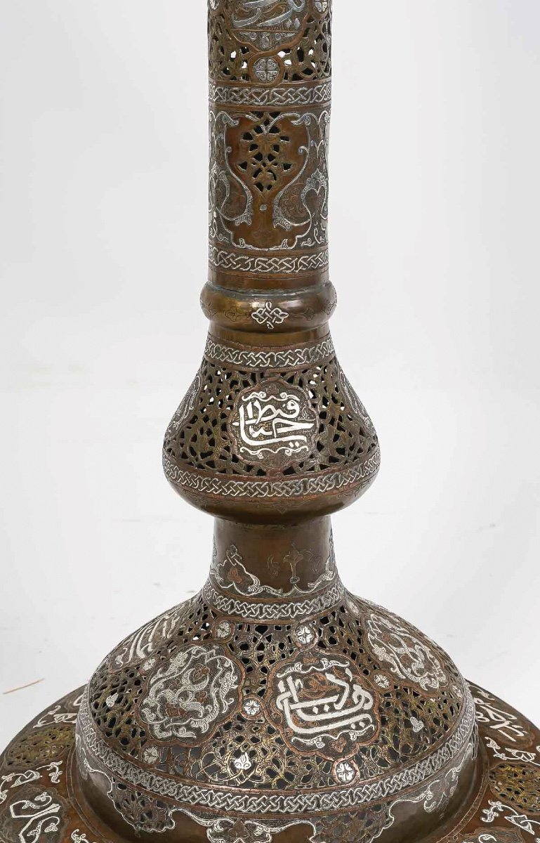 Syrian Floor Lamp In Openwork Metal Late 19th Century -photo-4