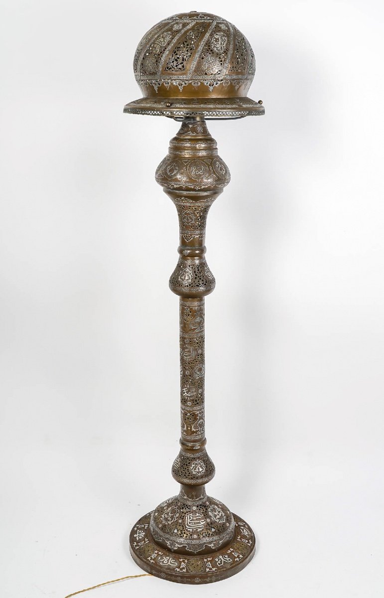 Syrian Floor Lamp In Openwork Metal Late 19th Century 