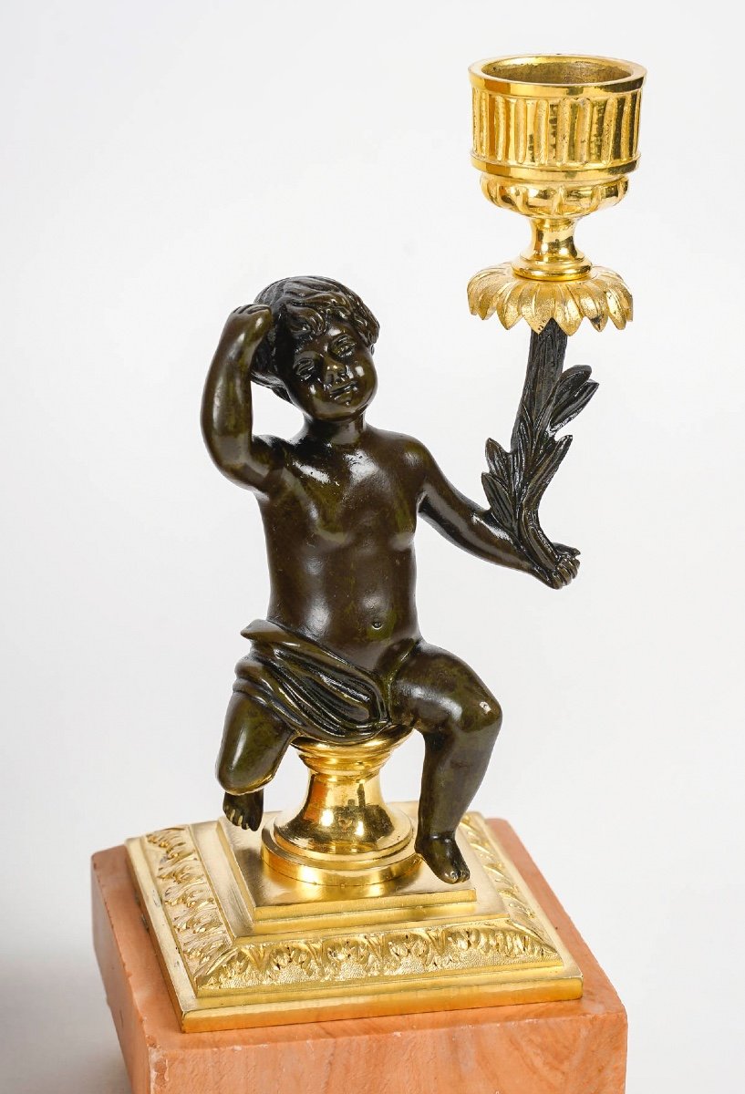 Une Garniture De Cheminée En Bronze Doré Et Marbre Fin XIXème Siècle -photo-2